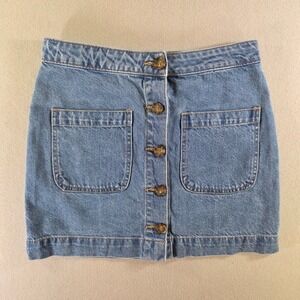 We The Free Free People Denim Mini Skirt Button Front Super High Rise Staple 26